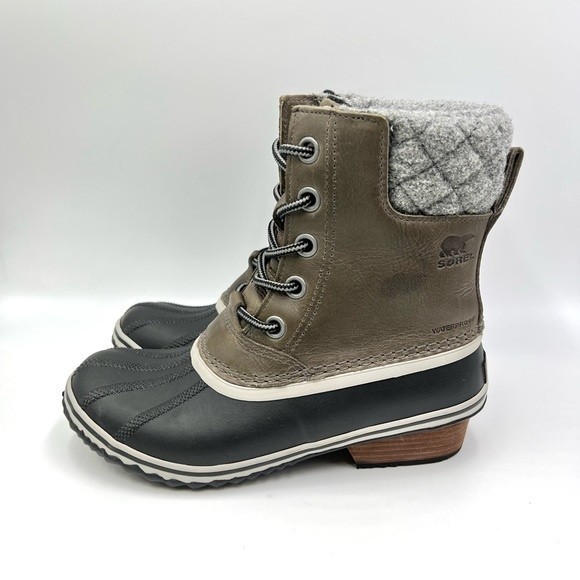 Sorel Women's Slimpack Lace II Winter Snow Rain Duck Boots Quarry Black Size 7 - Picture 8 of 13